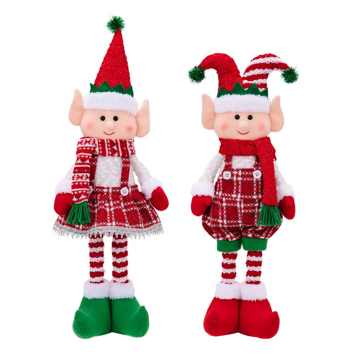 CWMM10300_RED&GREEN CHRISTMAS ELF STANDING FIGURINE