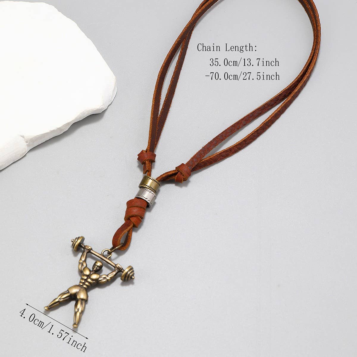 VINTAGE SPORT PENDANT LEATHER NECKLACE