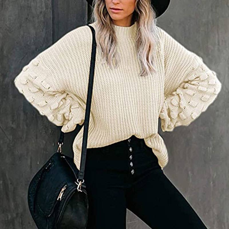 SWEATER KNITTED WITH LARGE SLEEVES AND CREW NECK