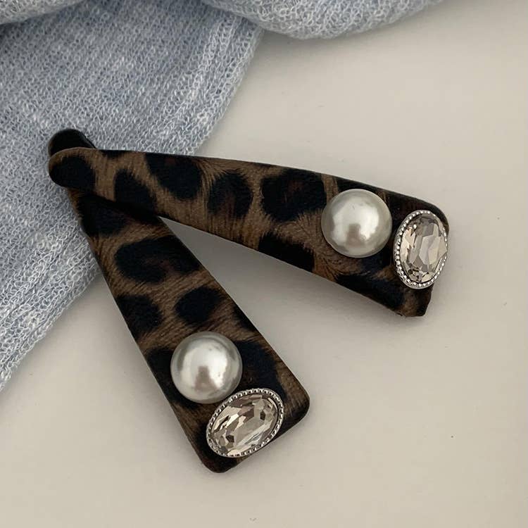 Leopard print premium bangs clip back headpiece