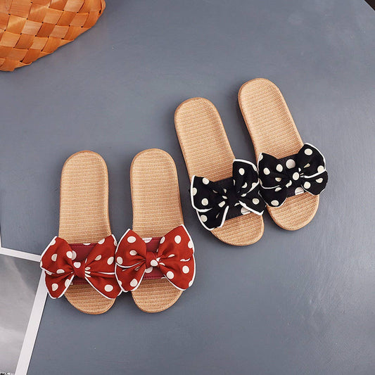 Linen Indoor Slippers for Women, Non-Slip