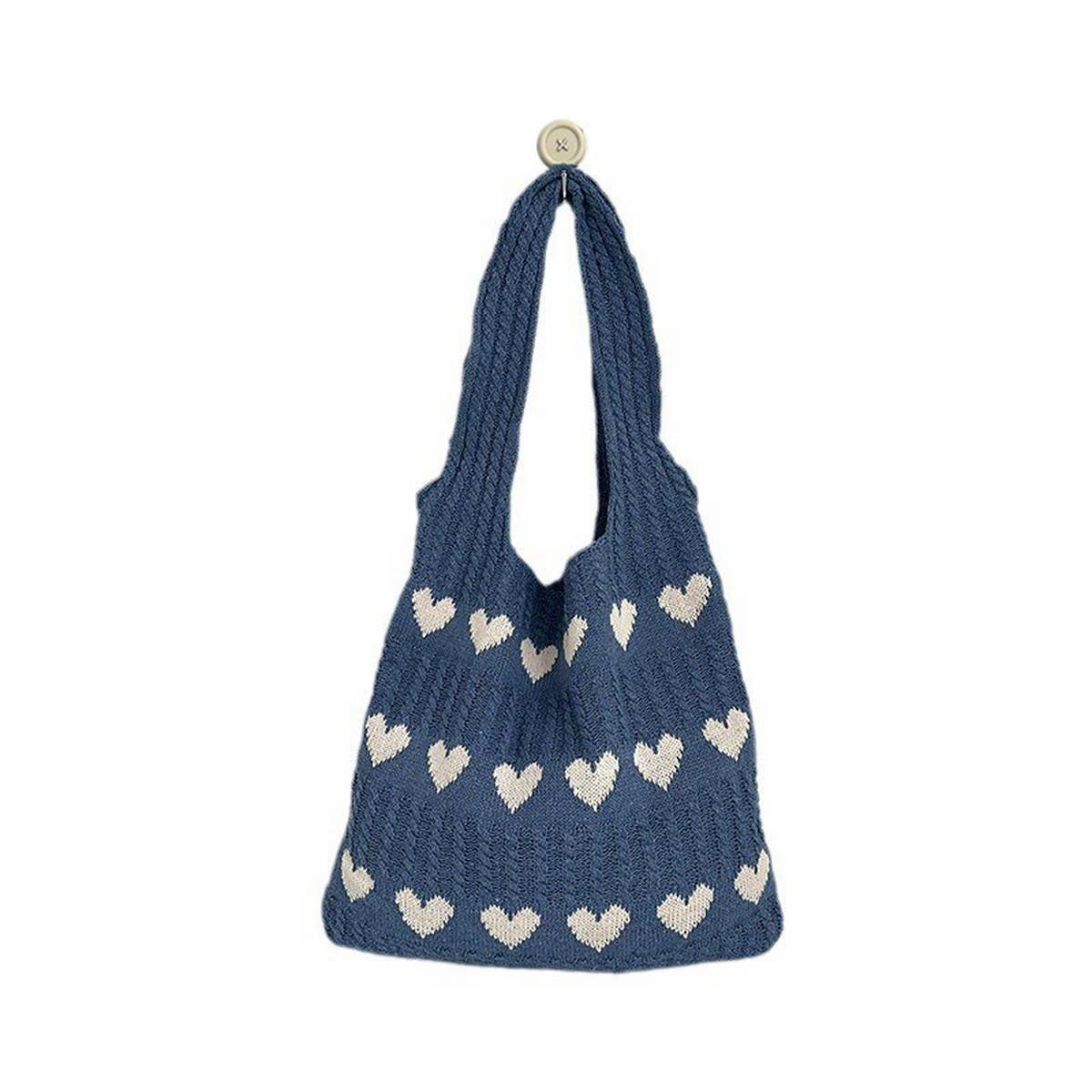 EXQUISITE KNITTED HEART TOTE HANDBAG_CWAB2389