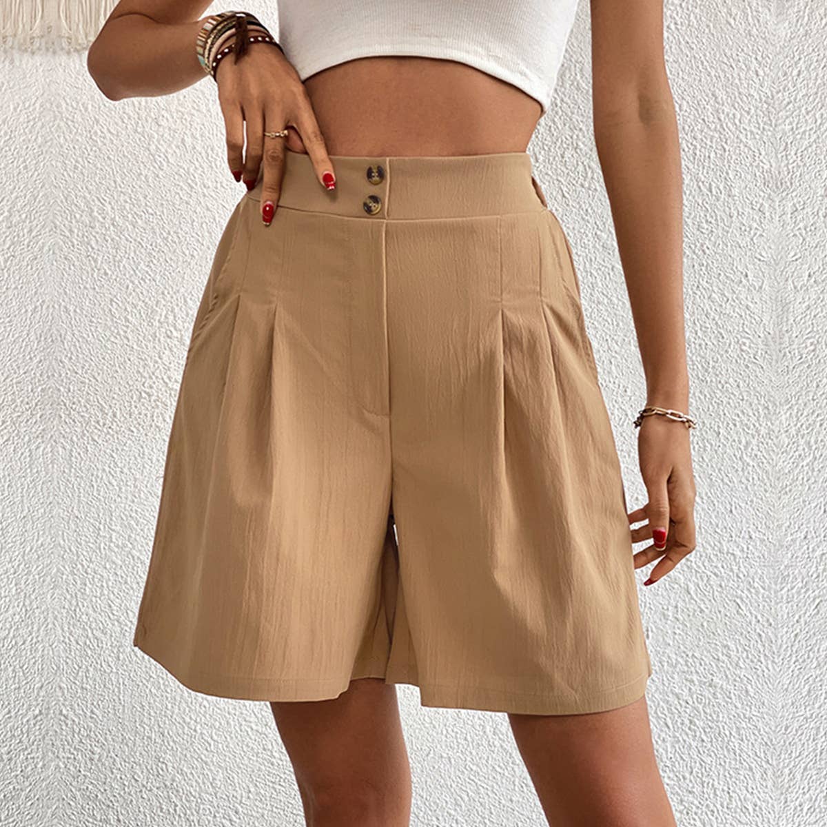 Elegant commuter high-waisted wide-leg shorts