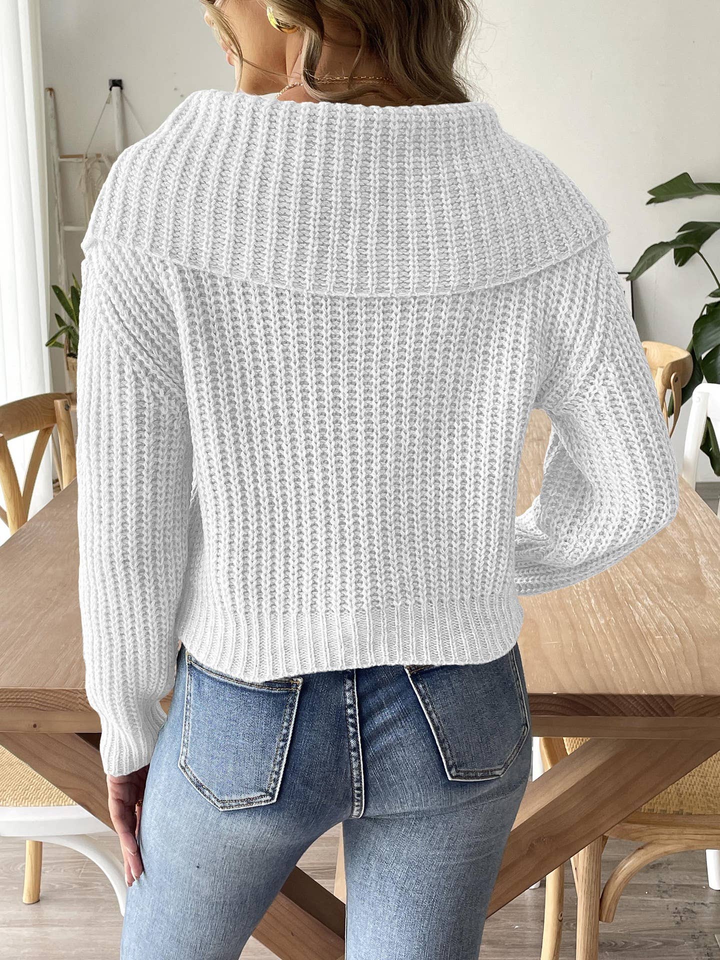 LARGE LAPEL HAND-CROCHETED PATCHWORK SWEATER