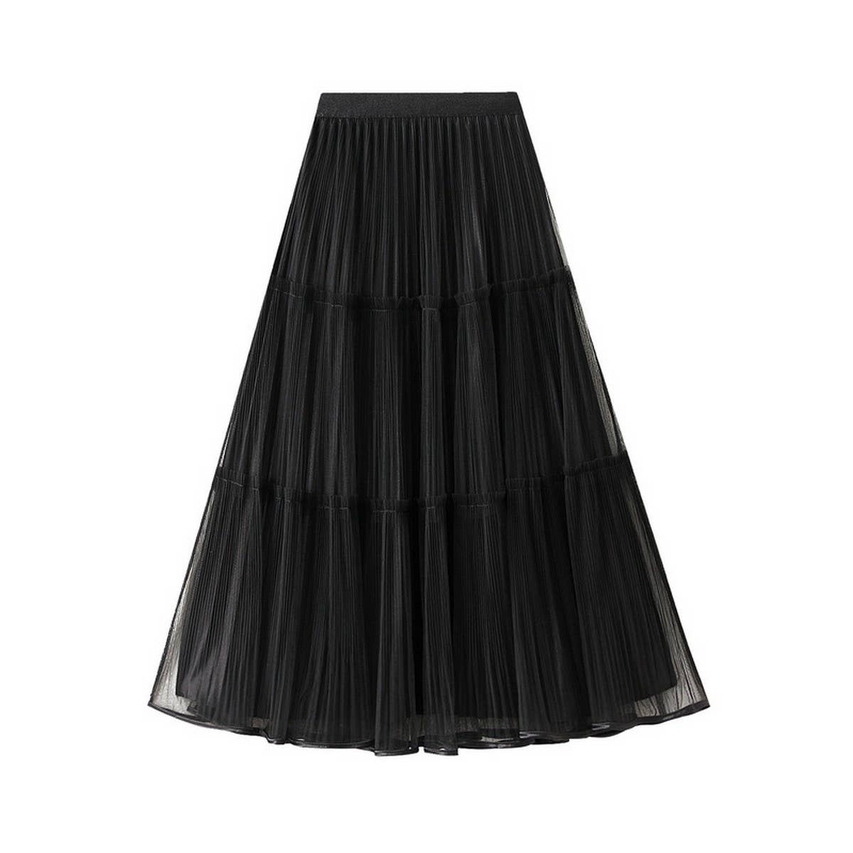 Reversible High-Waist A-Line Mesh Midi Skirt