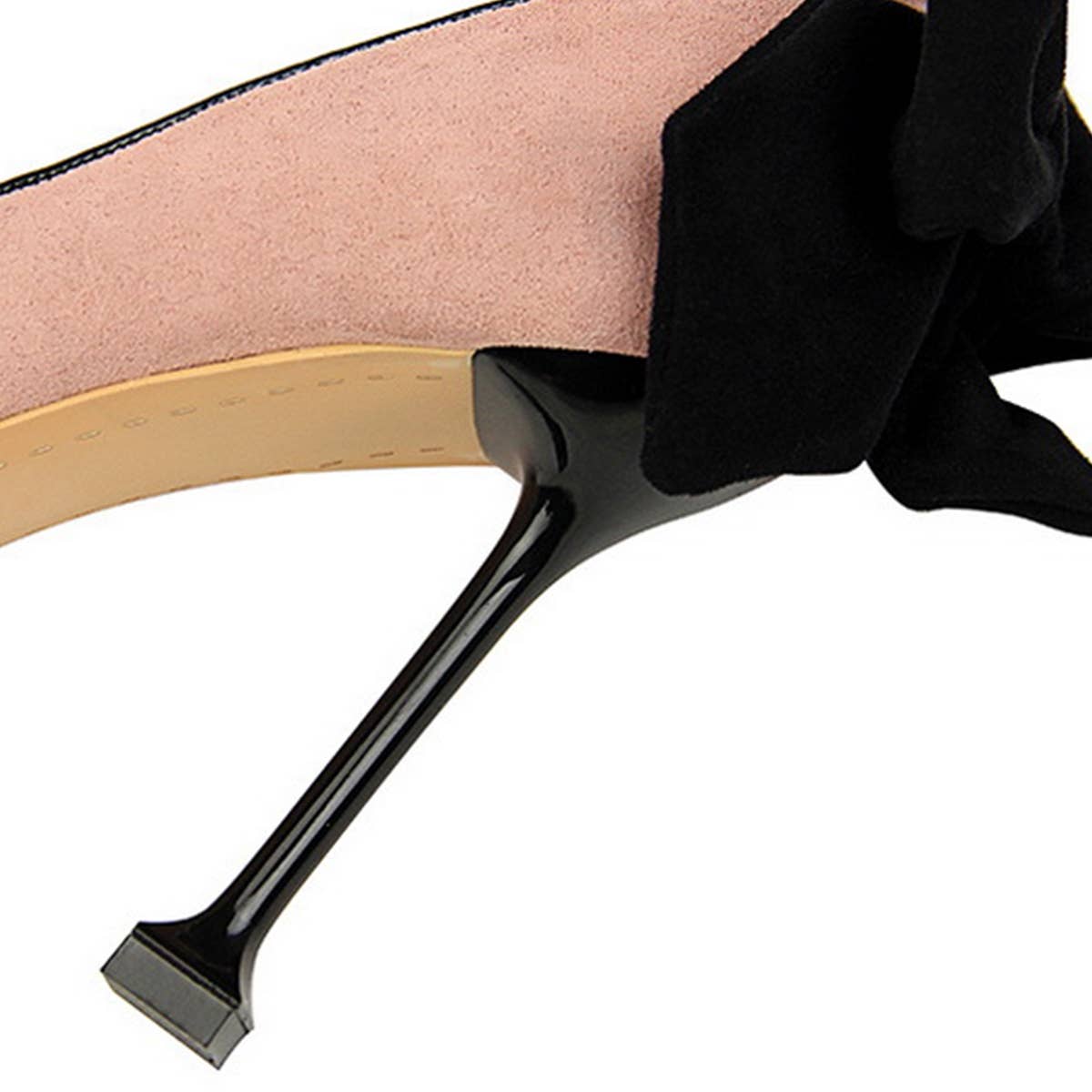 WOMEN SUEDE SHALLOW POINTED TOE BOW HIGH HEELS