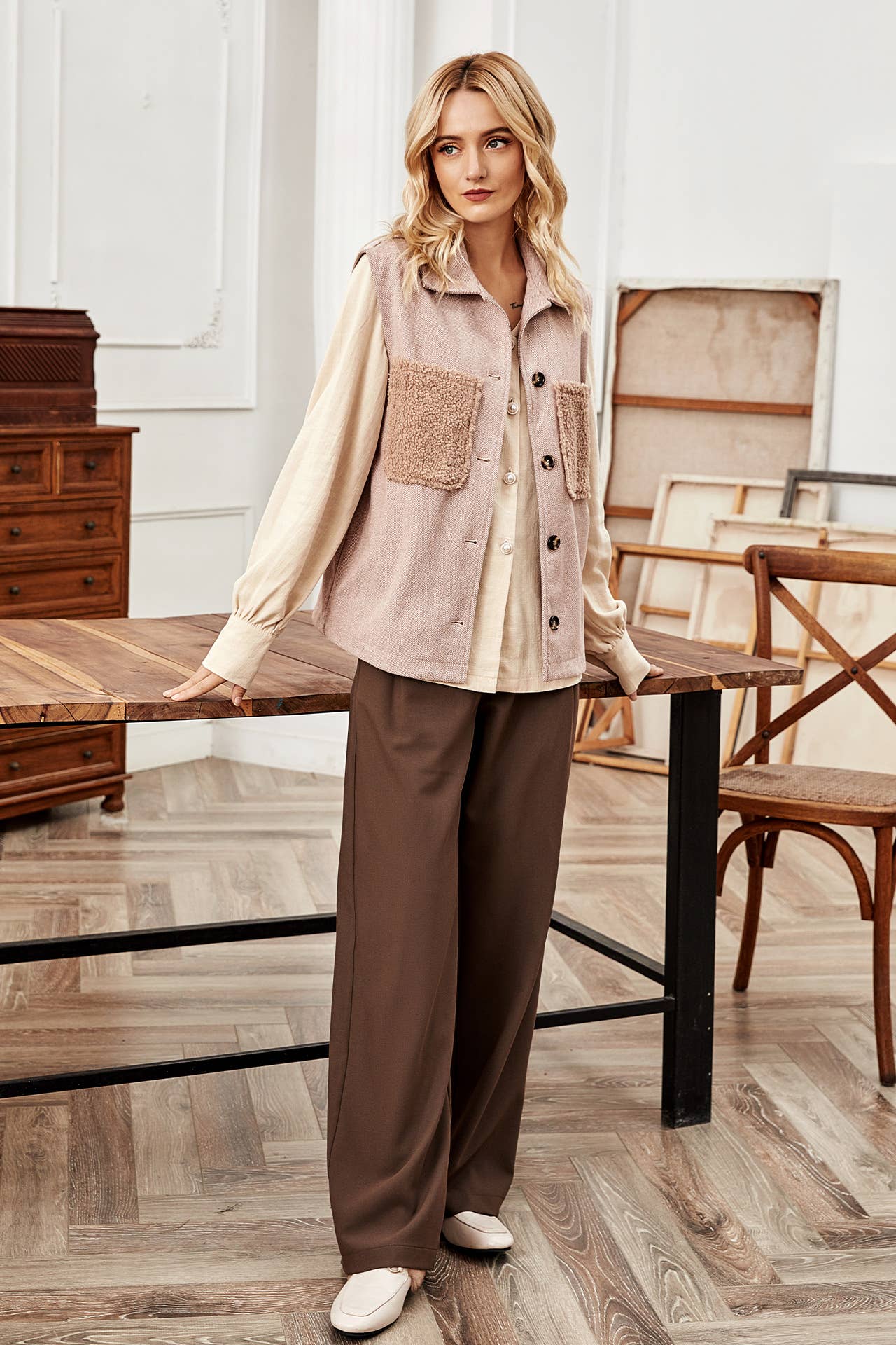 SLEEVELESS VEST TWEED FASHION VEST