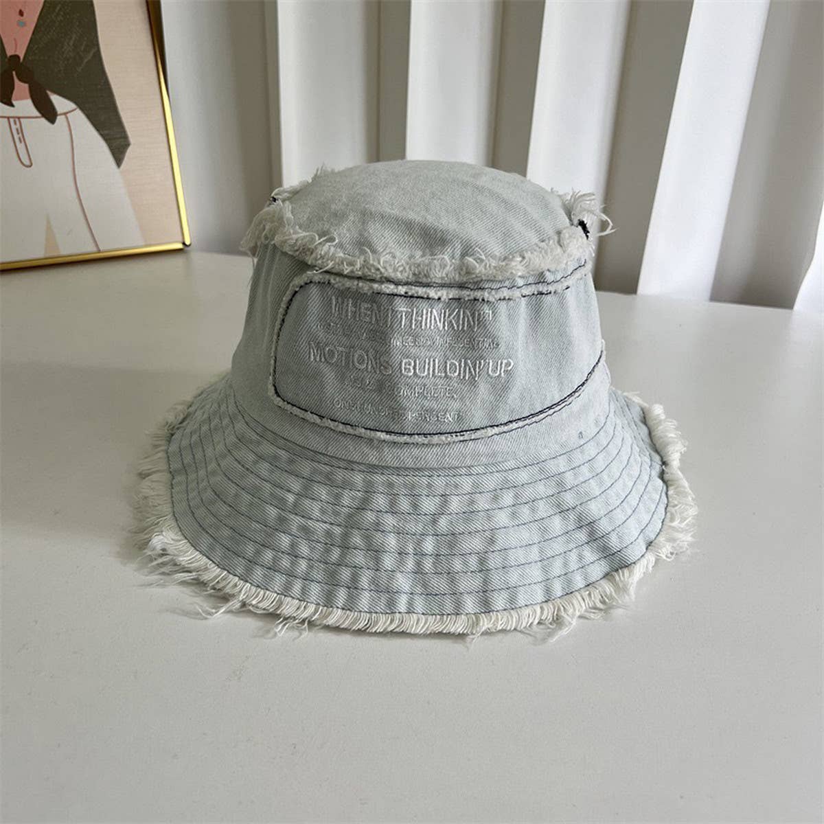 ALL-MATCH WASHED LETTER EMBROIDERED BUCKET HAT_CWAB2850