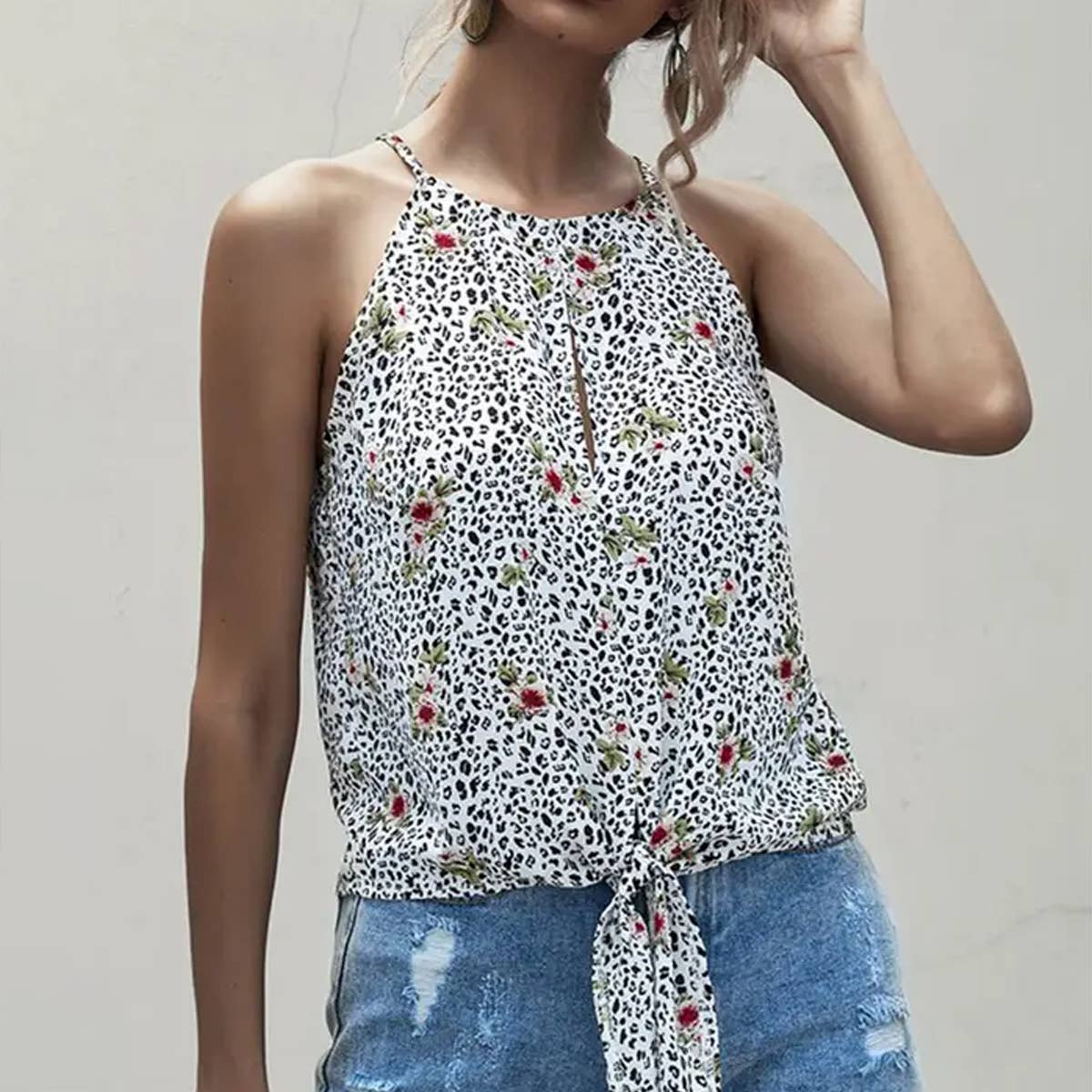 LEOPARD PRINT SPLIT TANKTOP_CWTTK0281