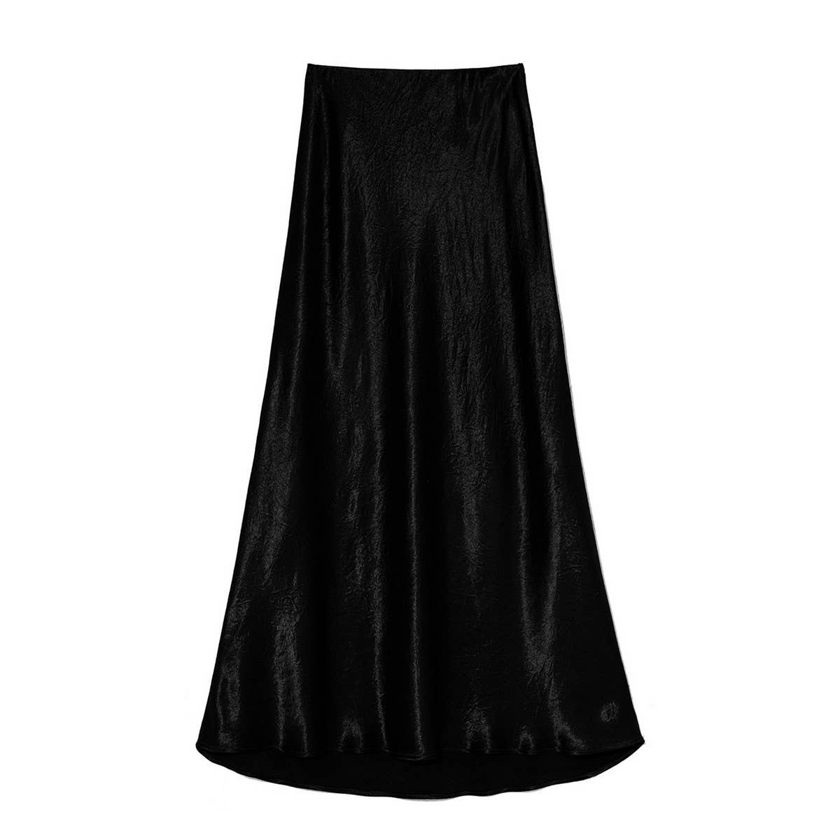 SATIN SKIRT HIGH WAIST ELASTIC PATTERN LONG SKIRT