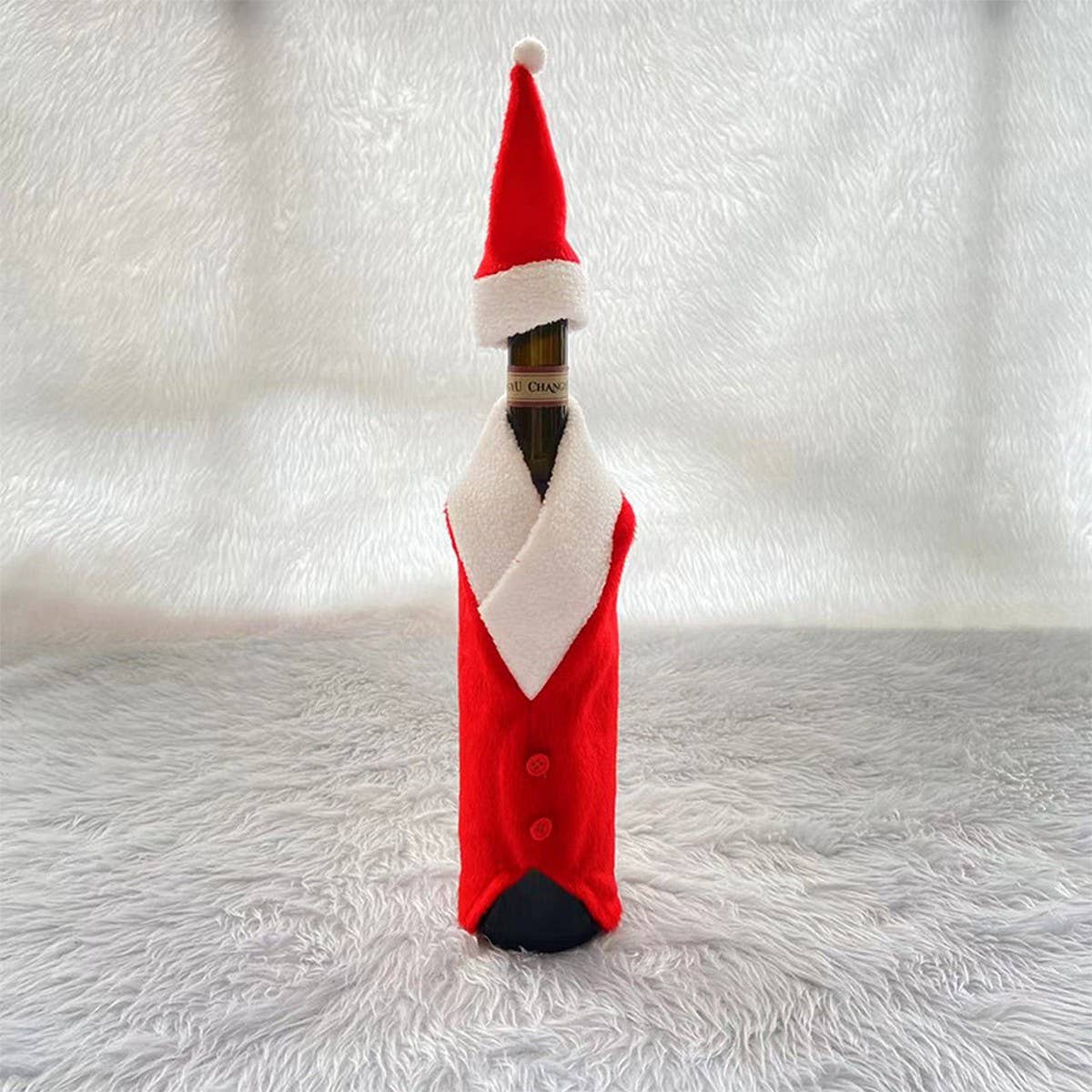 CWMM9681_CHRISTMAS BUTTON RED WINE BOTTLE CLOTHES HAT