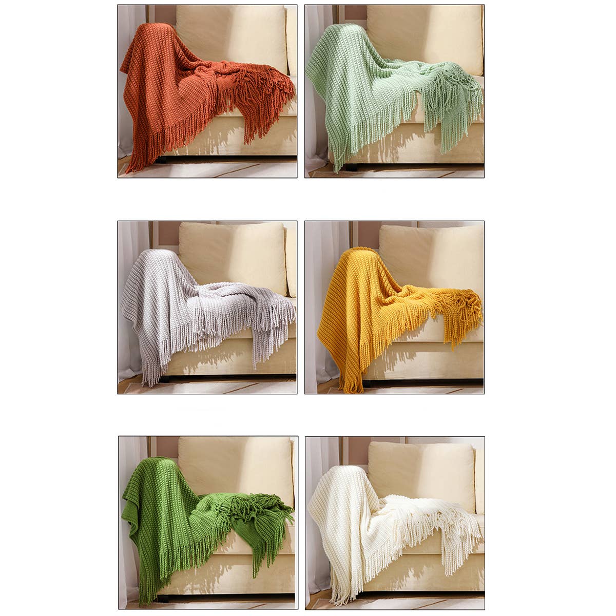 KNITTED SOFT WARM SOFA BLANKET BED END BLANKET