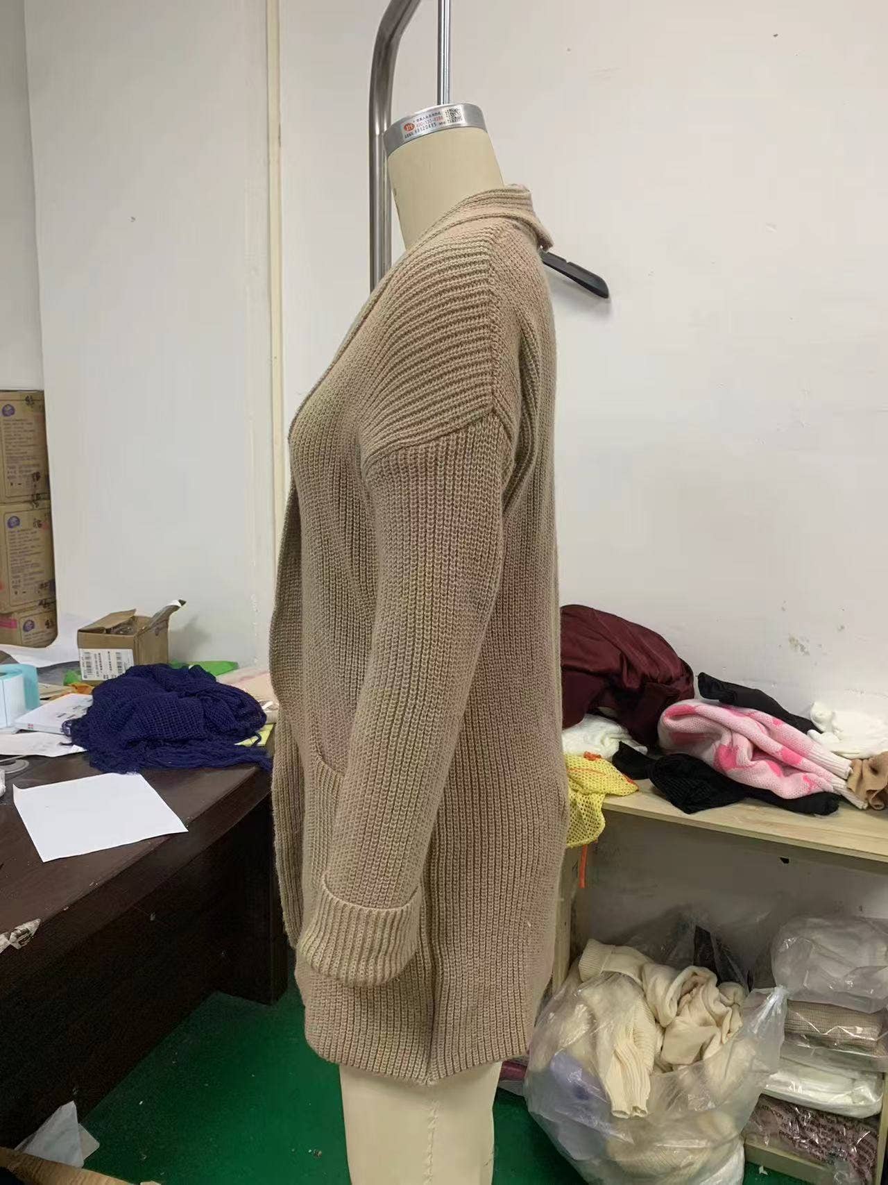 THICK V-NECK KNIT CARDIGAN LOOSE SWEATER COAT