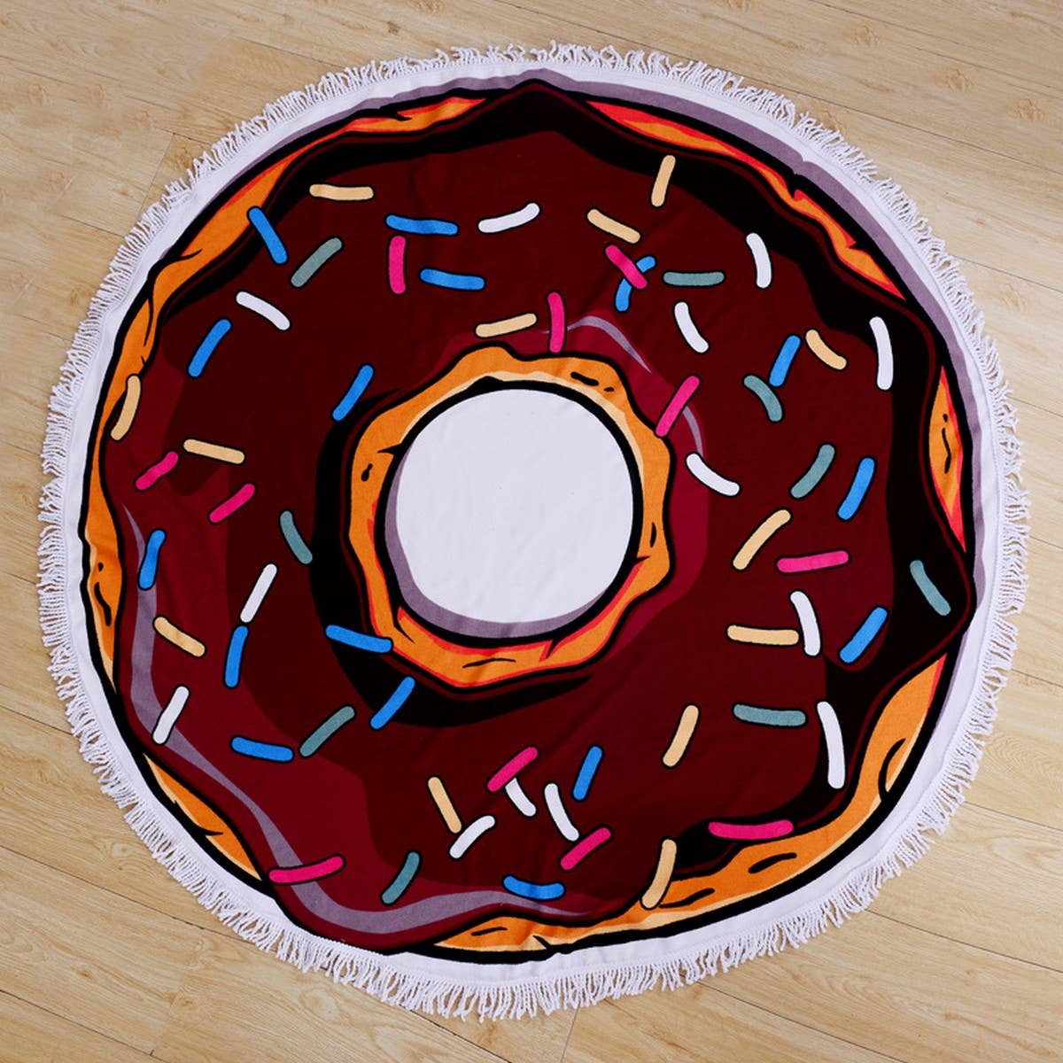 Round Microfiber Tassel Beach Towel Blanket