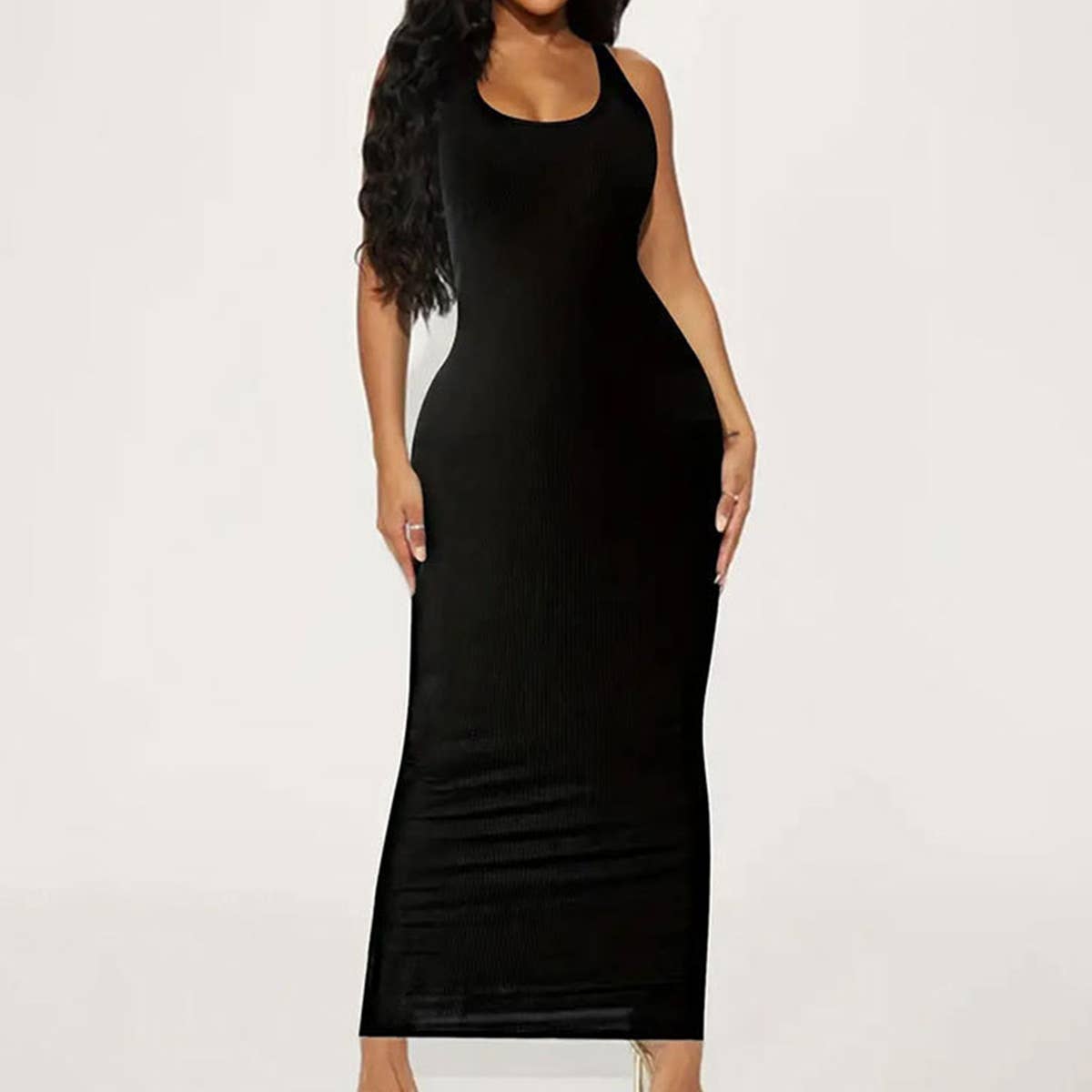 Off-the-shoulder high pop U-neck wrap hip dress