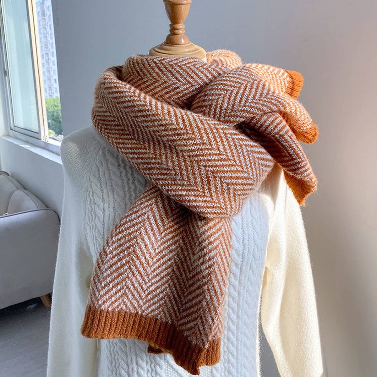 Plaid Faux Cashmere Scarf - Stylish Winter Neck_CWASC1247