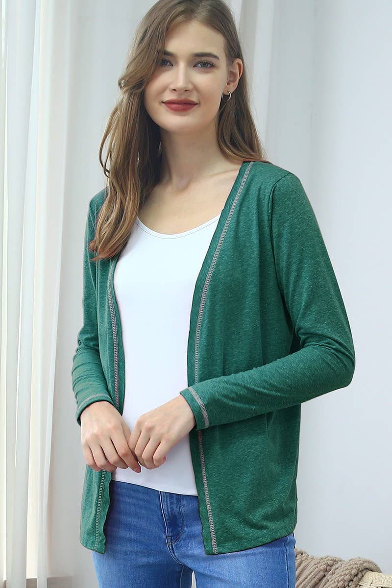 CWOCAL542_SOFT COLOR CONTRAST OVERLOCK KNIT CARDIGAN