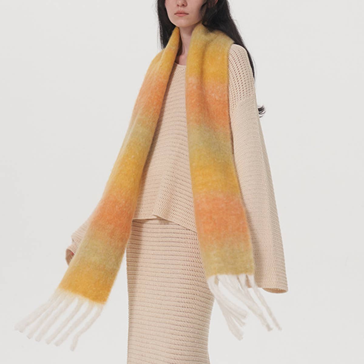 Gradient Wool Scarf for Women-Luxury Winter Warmth