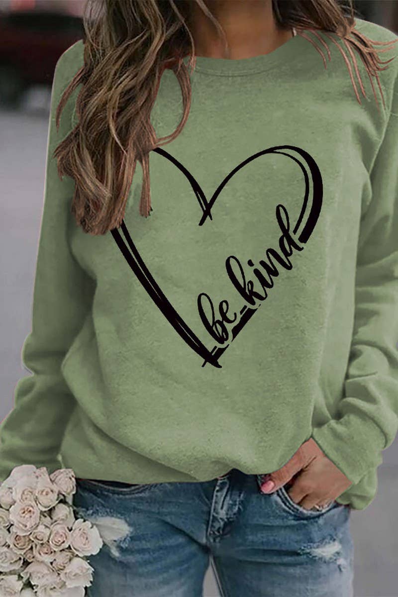 SPRING LOVE BE KIND PRINTED SWEATSHIRT PULLOVER_CWTSTL0992