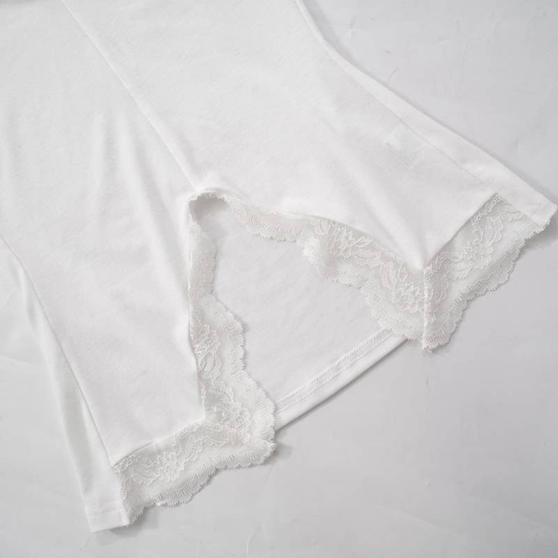 SOLID COLOR V-NECK SEXY LACE PATCHWORK TOP