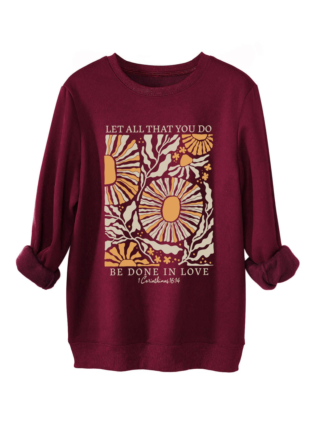 Fashion printed loose round-neck pullover hoodie