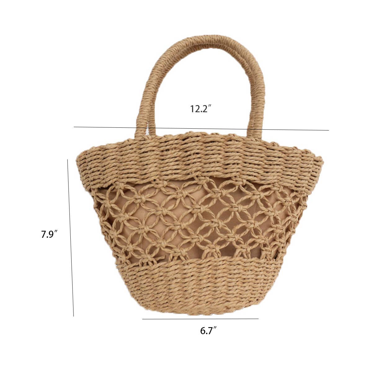 WOMEN CASUAL WOVEN STRAW BAG OVAL HANDBAG_CWAB0821