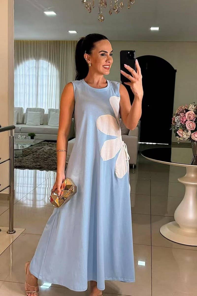 CWDMD5838_SLEEVELESS FLORAL PRINT BODYCON TANK DRESS