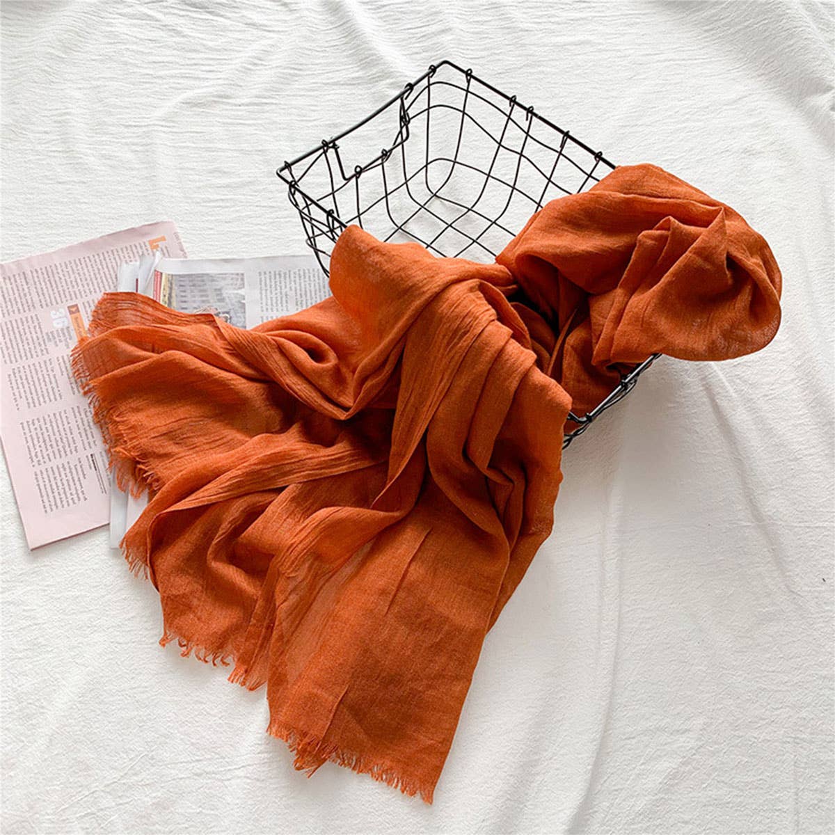 Cotton Linen Solid Color Beach Shawl Scarf