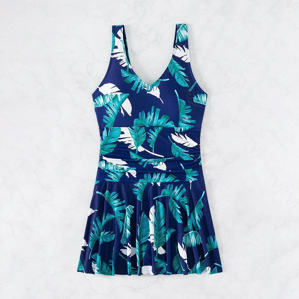 WOMEN'S PRINTED SUSPENDER SKIRT ONE-PIECE SWIMSUIT