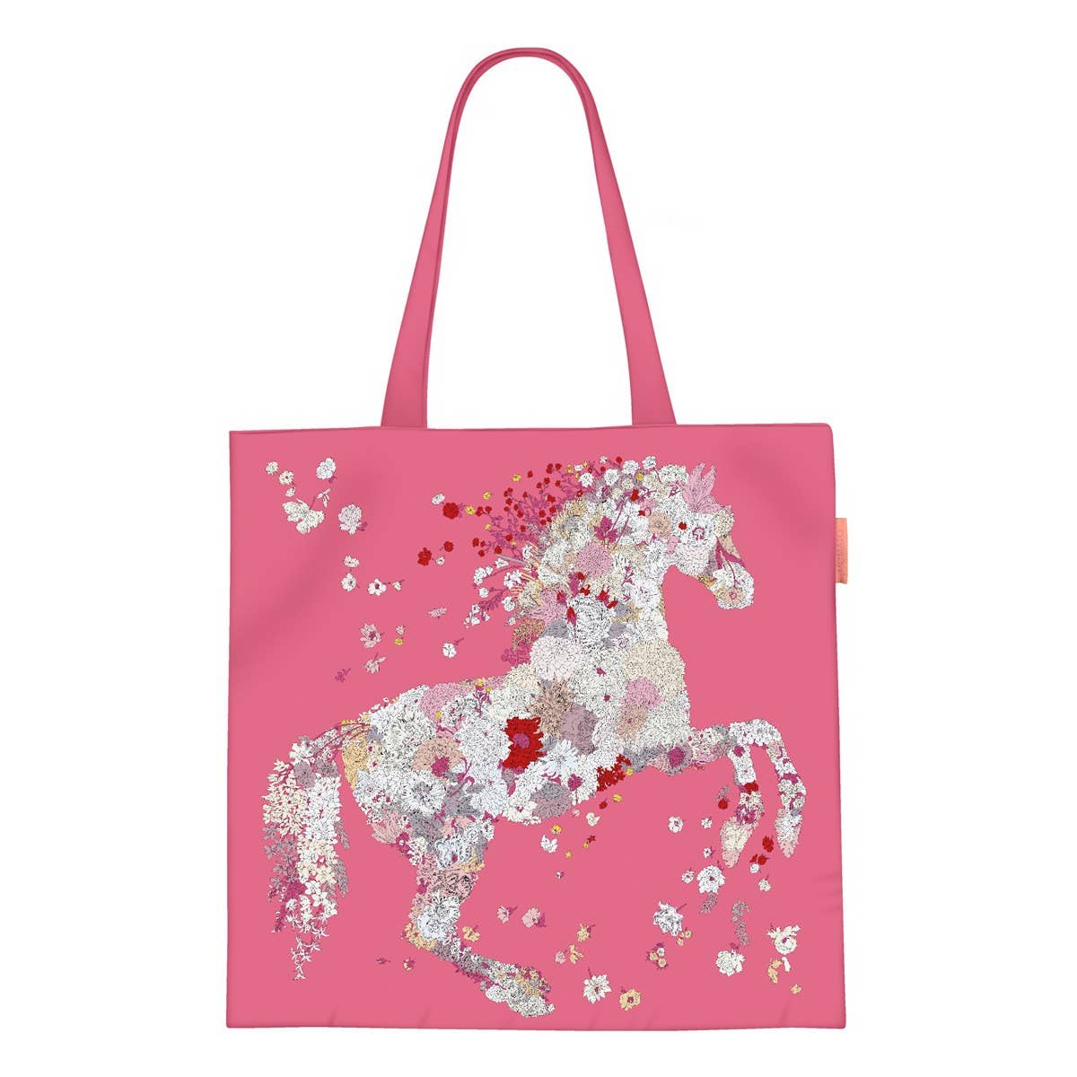 Light Floral Horse Print Canvas Shoulder Bag_CWAB5135