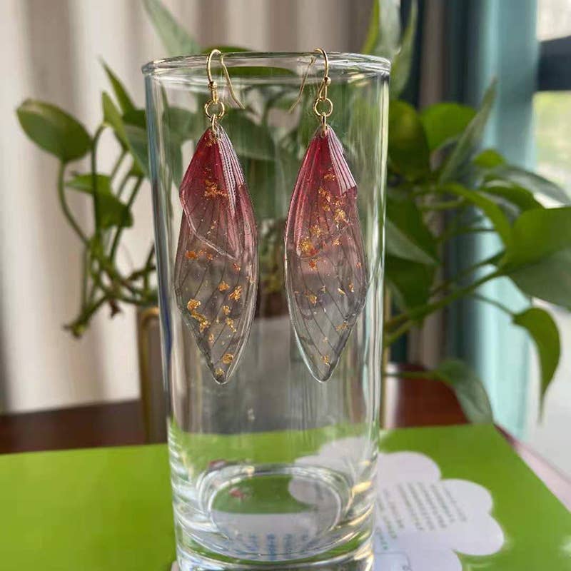 S925 Silver Cicada Wing Wing Butterfly Earrings