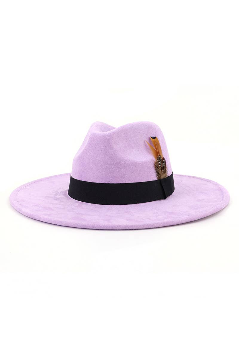 WOMEN WARM FEATHER DECORATIVE BELT PANAMA HAT_CWAH0676