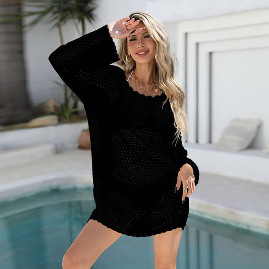 LACE LONG SLEEVE BEACH SWIMSUIT COVER UP