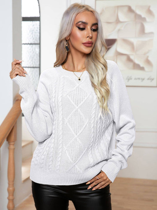 TWISTED LONG SLEEVE TWIST KNIT PULLOVER SWEATER