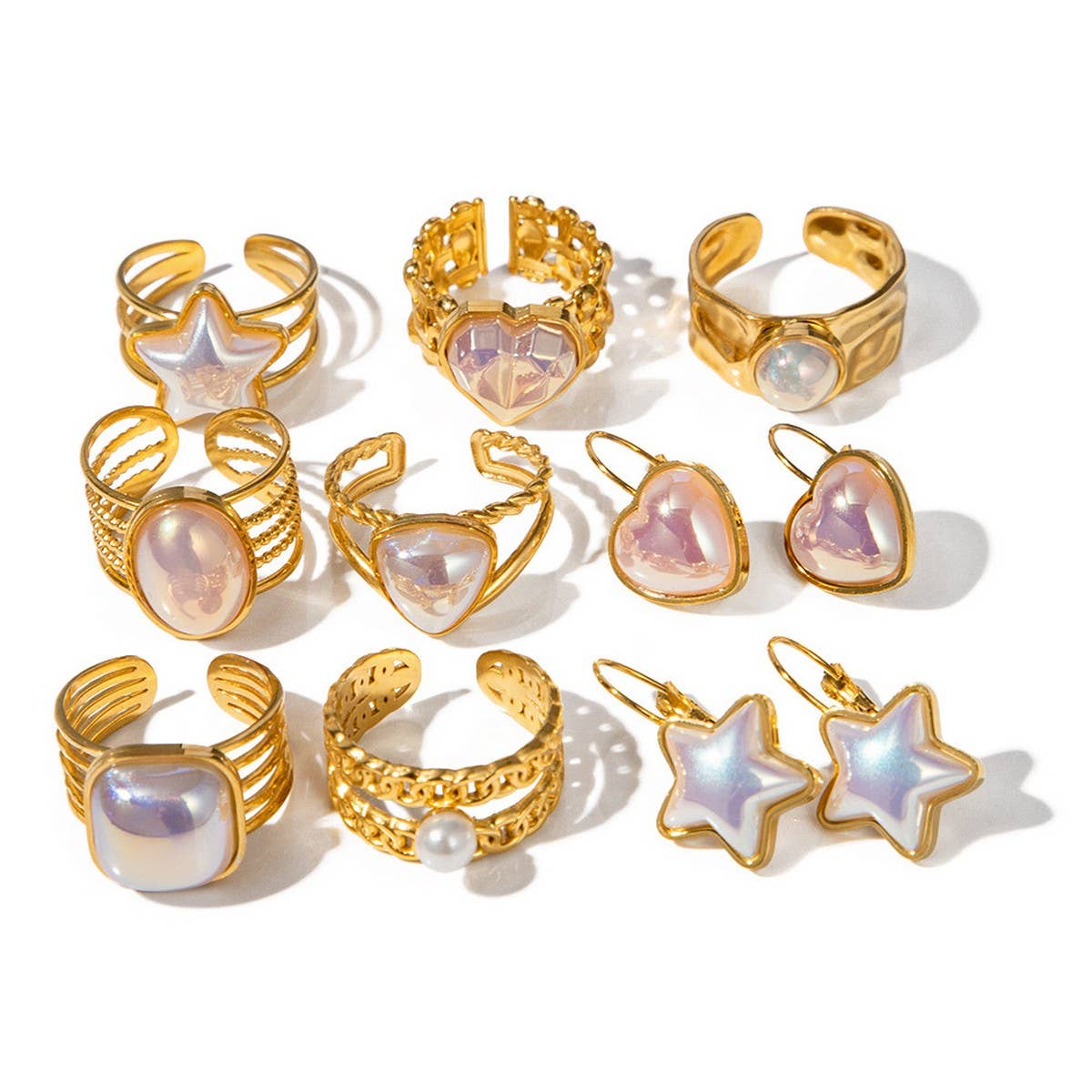 GOLD-PLATED RING WITH COLORED NATURAL STONES