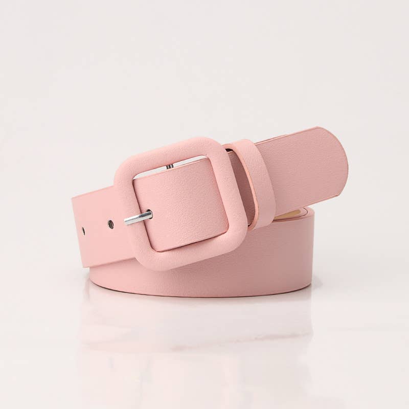 Square-buckle candy-colored versatile belt