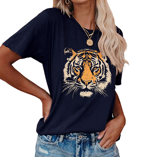 Women??¢s Summer Tee with Stylish Tiger Print_CWTTSL0494