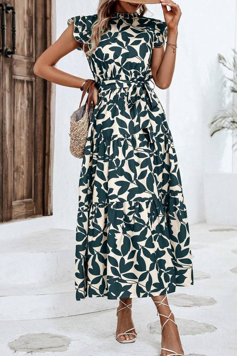 CWDMD4953_SUMMER RUFFLED FASHIONABLE PRINT FAIRY DRESS