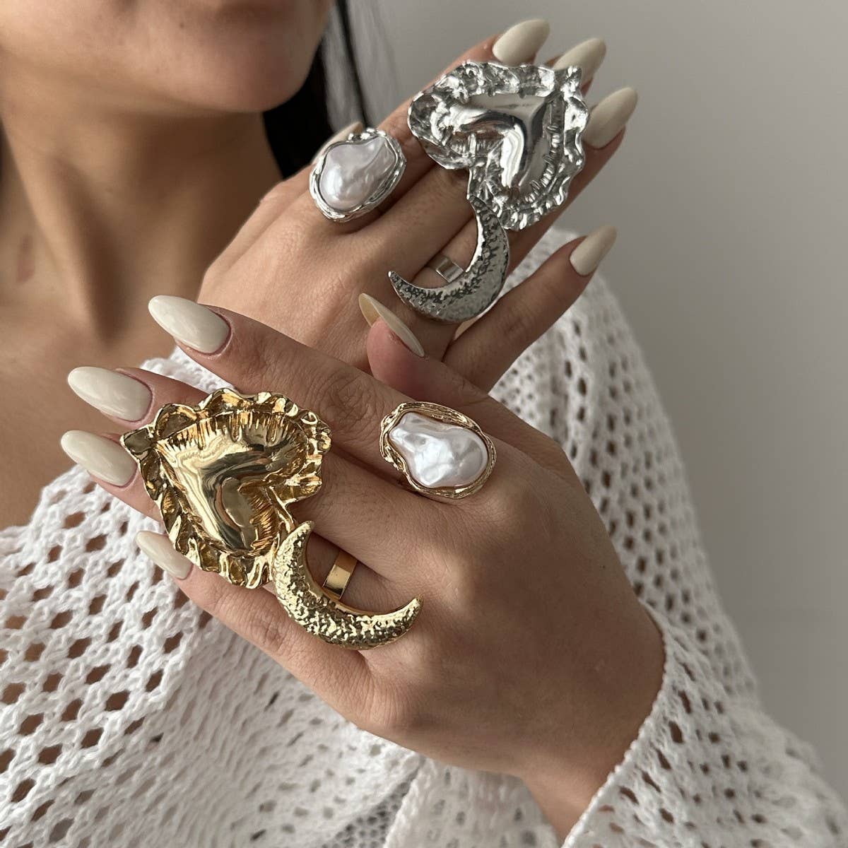 NEW WRINKLED THREE-DIMENSIONAL LOVE ALLOY RING_CWMM3241