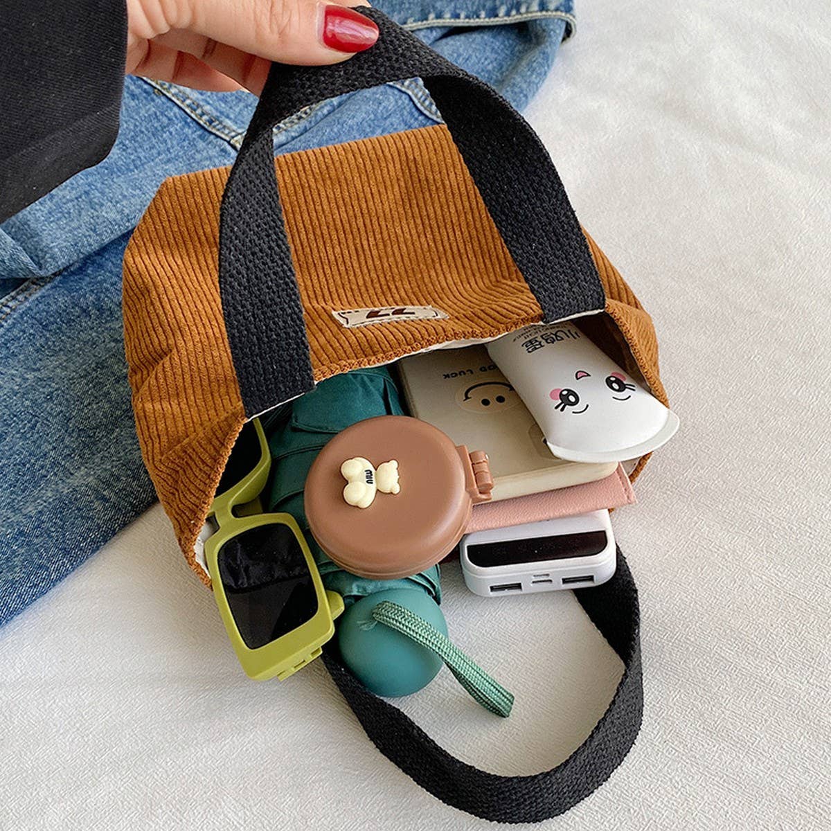 NEW CORDUROY PORTABLE LARGE CAPACITY COSMETIC BAG_CWAB4438