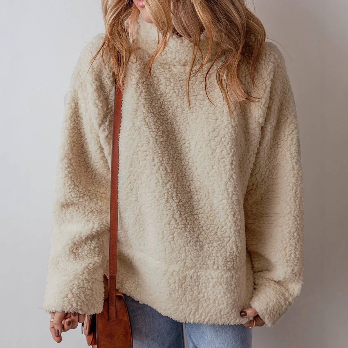 SOLID COLOR CREW NECK LONG SLEEVE PULLOVER HOODIE