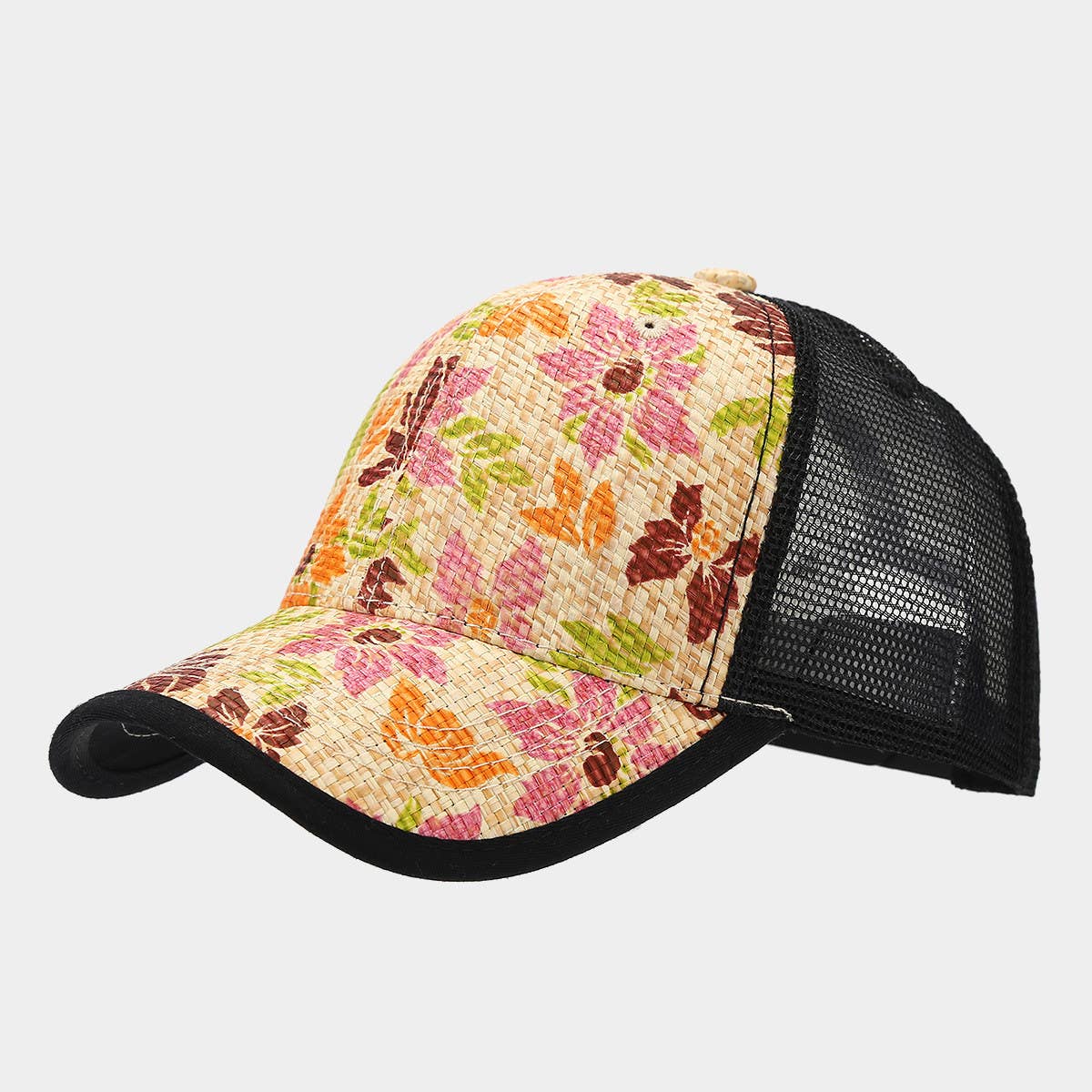 Stylish Floral Straw Cap, Unisex Summer Sun Hat CWAH1576