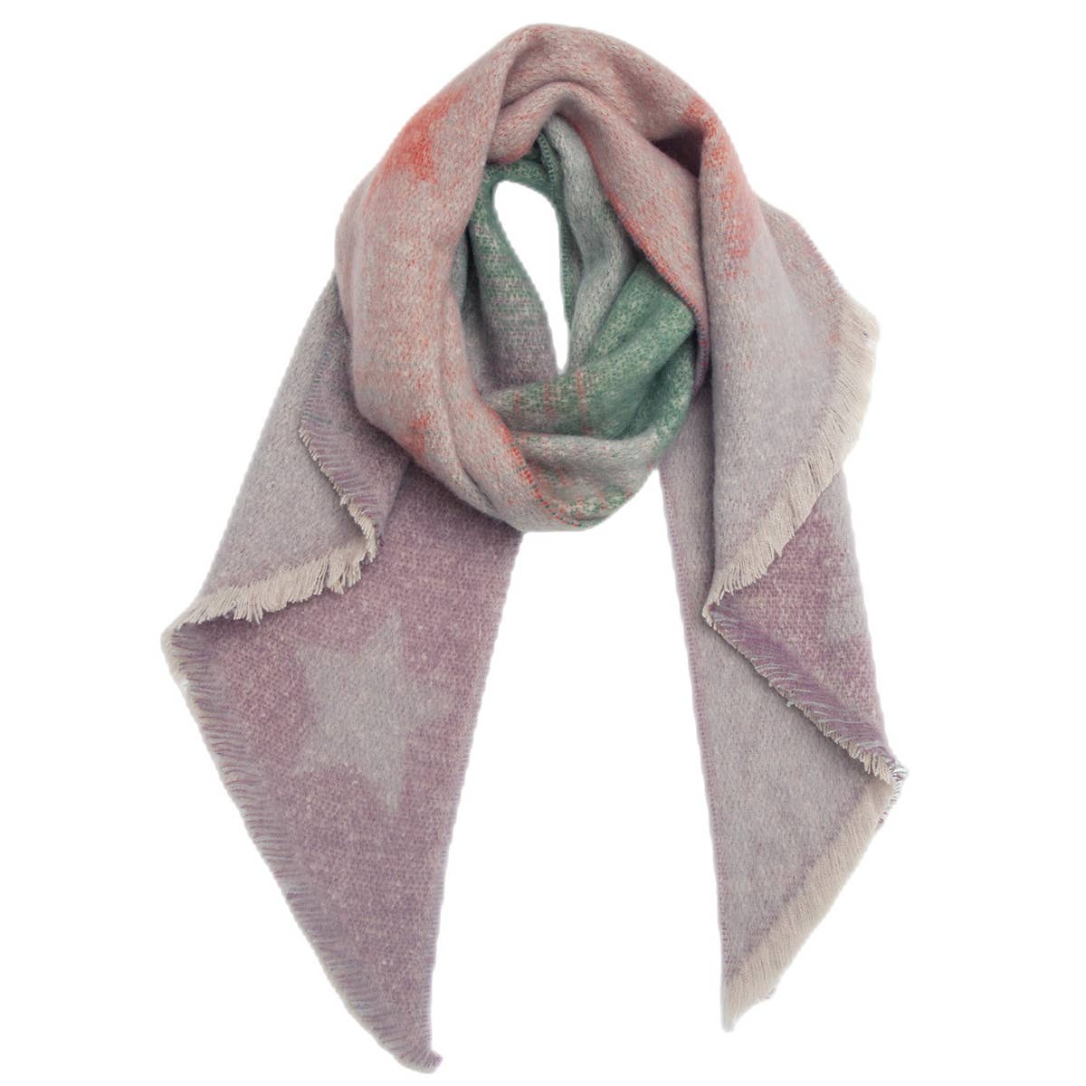 Striped Fuzzy Shawl - Thick Winter Wrap for Women_CWASC0120