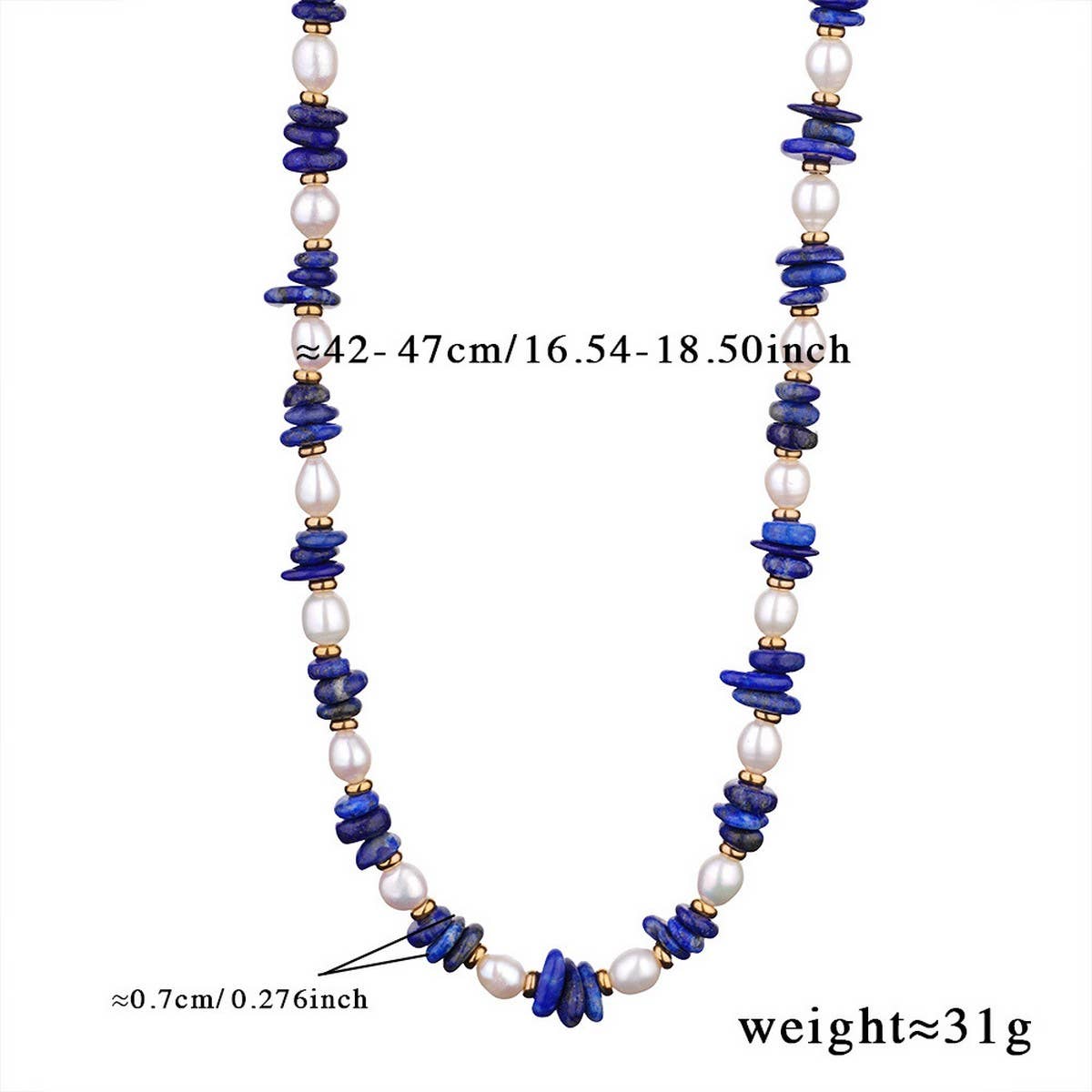 Unique Natural Stone Pearl Necklace Set with Lapis