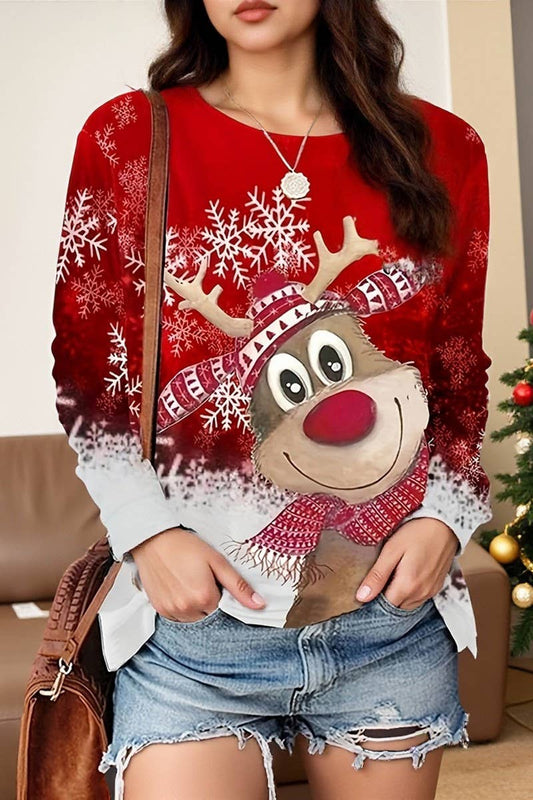 CWOSWL07612_CHRISTMAS PATTERN CASUAL KNIT LONG SLEEVE TEE