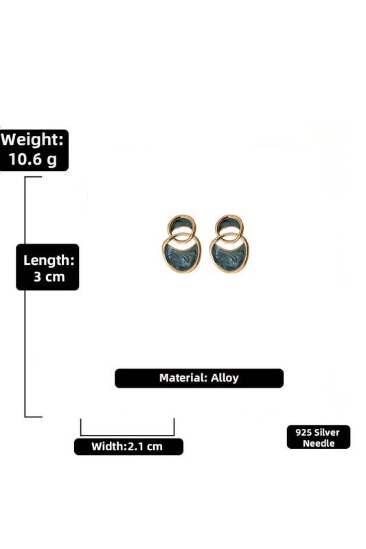 VINTAGE MARBLE ROUND EARRINGS_CWAJE114