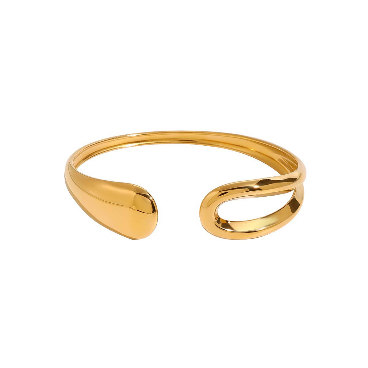 Minimalist Irregular Open Cuff in 18K Gold Steel