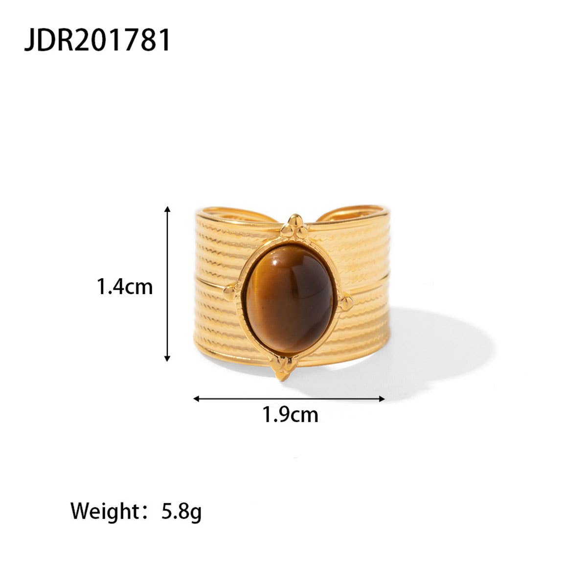 GOLD STAINLESS STEEL INLAID NATURAL STONE RINGS