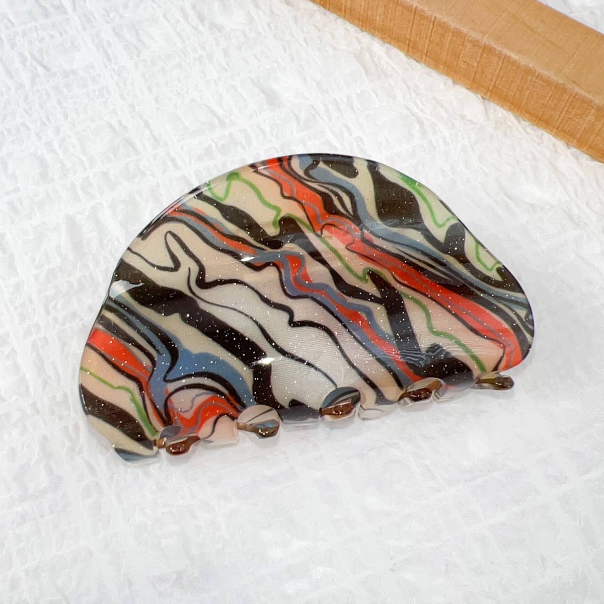 Oil paint-style acrylic gripper hair clips