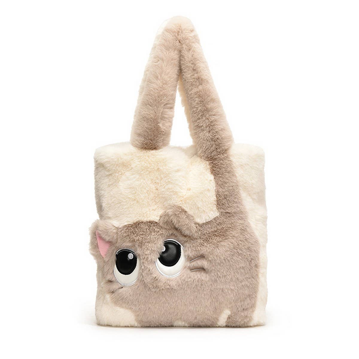 WINTER CAT CARTOON PATCHWORK EMBROIDERY PLUSH BAG_CWAB3916